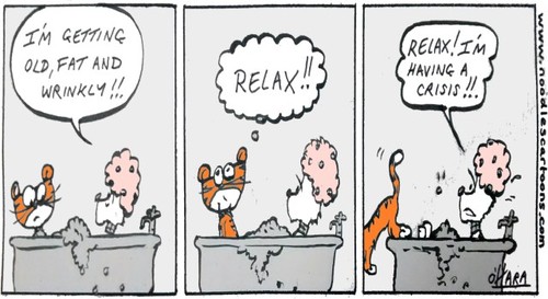Cartoon: Relax!.. (medium) by noodles cartoons tagged art,modern,fun,bath,cartoon,cat,dog