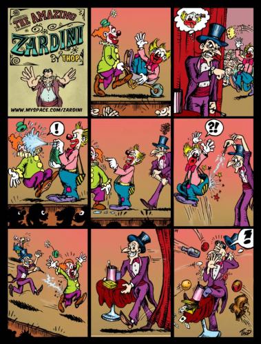 Cartoon: The Amazing Zardini 4 (medium) by thopman tagged magic,clowns,hat,magician,audience,humor,cartoon,strip