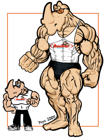 Cartoon: EL RHINO (medium) by ELPEYSI tagged rinoceronte,gimnasio,esteroides,fuerza,ejercicios