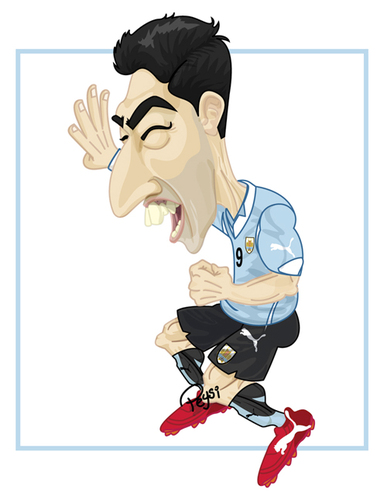 Cartoon: LUIS SUAREZ 4 GOLES (medium) by ELPEYSI tagged goles,suarez,luis