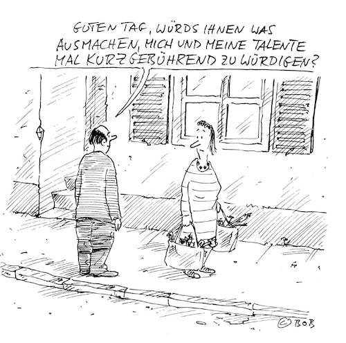 Cartoon: Guten Tag (medium) by Christian BOB Born tagged talente,zwischenmenschlich,anerkennung,würdigung,talente,zwischenmenschlich,anerkennung,würdigung