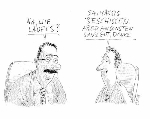 Cartoon: Wie läufts? (medium) by Christian BOB Born tagged leben,lust,laune,leben,lust,laune