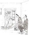 Cartoon: Schnee von heute (small) by Christian BOB Born tagged schuppen,arzt,wartezimmer,patient,sprechstunde,fegen,besen,kopf,haare,haut