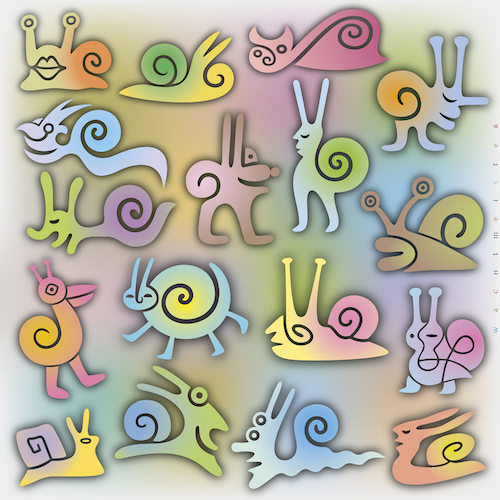 Cartoon: Pastel Snails (medium) by constable tagged animals,snails,humor,fantasy,colors,graphics