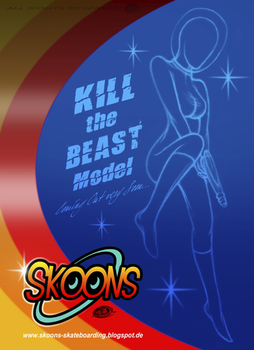Cartoon: Kill the Beast (medium) by elle62 tagged spacegirl,skateboard,sketch