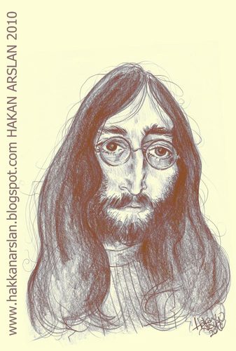 Cartoon: Lennon (medium) by hakanarslan tagged john,lennon,pop,music,the,beatles,yesterday,tomorrow,january