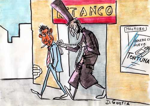 Cartoon: tomando medidas (medium) by David Goytia tagged medidas,tabaco,malo