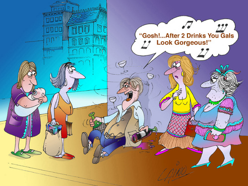Cartoon: Few Drinks (medium) by LAINO tagged drinking,love