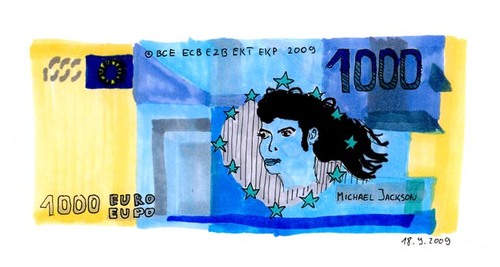 Cartoon: 1000 Euro (medium) by Blogrovic tagged 1000,euro,michael,jackson,geldschein,geld