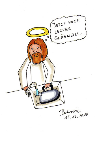 Cartoon: Glühwein (medium) by Blogrovic tagged adventskalender,jesus,glühwein,wasser,wein,wunder