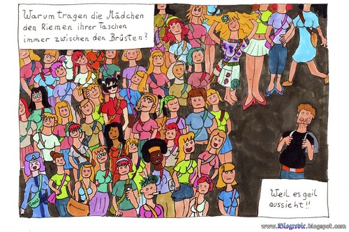 Cartoon: Mädchen Taschen (medium) by Blogrovic tagged copic,mädchen,tasche,riemen,brüste