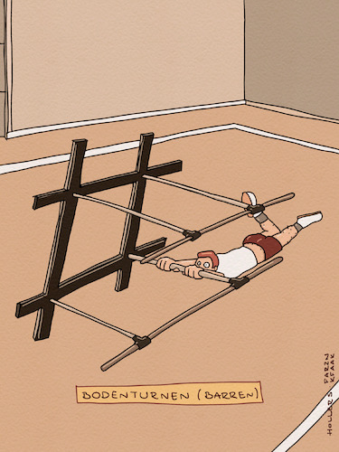Cartoon: Bodenturnen (medium) by hollers tagged bodenturnen,barren,geräteturnen,sport,fitness,training,bodenturnen,barren,geräteturnen,sport,fitness,training
