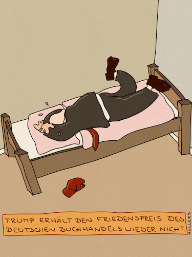Cartoon: Friedenspreis (medium) by hollers tagged trump,friedenspreis,deutscher,buchhandel,krieg,iran,literatur,trump,friedenspreis,deutscher,buchhandel,krieg,iran,literatur