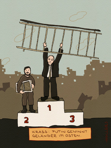 Cartoon: Geländergewinner (medium) by hollers tagged putin,russland,ukraine,krieg,geländegewinne,gewinnen,treppchen,podest,berichterstattung,geländer,putin,russland,ukraine,krieg,geländegewinne,gewinnen,treppchen,podest,berichterstattung,geländer