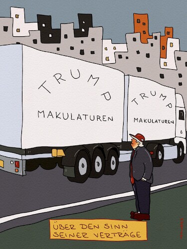 Cartoon: Makulaturen (medium) by hollers tagged trump,verträge,makulatur,wert,trump,verträge,makulatur,wert