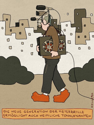 Cartoon: Meterbrille (medium) by hollers tagged metabrille,meter,kamera,aufnahmen,spy,tonaufzeichnungen,metabrille,meter,kamera,aufnahmen,spy,tonaufzeichnungen
