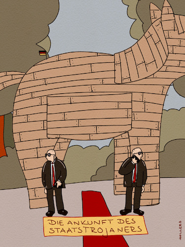 Cartoon: Oder Auskunft (medium) by hollers tagged trojaner,staatstrojaner,staatsempfang,leibwächter,staatskarosse,spähsoftware,trojaner,staatstrojaner,staatsempfang,leibwächter,staatskarosse,spähsoftware