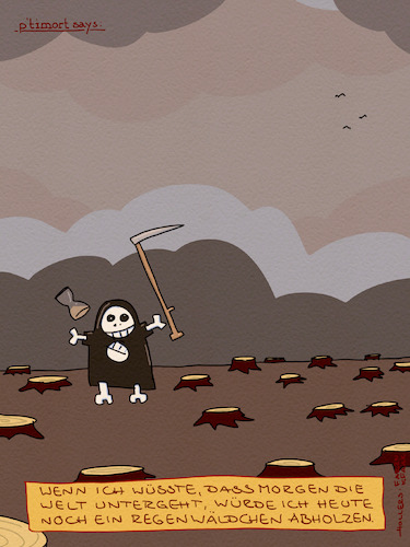 Cartoon: Regenwäldchen (medium) by hollers tagged regenwald,petit,mort,abholzen,apfelbäumchen,luther,cop30,klima,tod,weltuntergang,regenwald,petit,mort,abholzen,apfelbäumchen,luther,cop30,klima,tod,weltuntergang