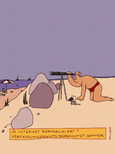 Cartoon: Sommer (medium) by hollers tagged sommer,verfassungsschutz,klimawandel,gefährder,klima,hitze,beobachten,strand,sommer,verfassungsschutz,klimawandel,gefährder,klima,hitze,beobachten,strand