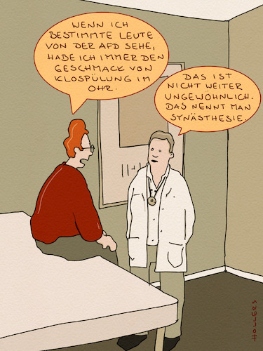 Cartoon: Synästhesie (medium) by hollers tagged synästhesie,afd,rechts,rechtsradikal,demokratie,klospülung,sinne,kopplung,empfindungen,parteien,arzt,synästhesie,afd,rechts,rechtsradikal,demokratie,klospülung,sinne,kopplung,empfindungen,parteien,arzt
