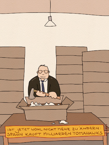 Cartoon: Tomahawks (medium) by hollers tagged spahn,tomahawks,raketen,ukraine,russland,masken,einkauf,aufrüstung,spahn,tomahawks,raketen,ukraine,russland,masken,einkauf,aufrüstung