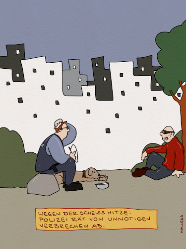 Cartoon: Warnhinweis (medium) by hollers tagged hitze,abraten,polizei,warnhinweis,verbrechen,hitze,abraten,polizei,warnhinweis,verbrechen