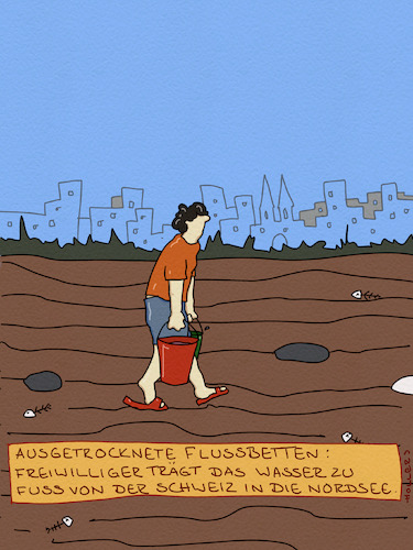 Cartoon: Wasser (medium) by hollers tagged wasser,trockenheit,flüsse,schifffahrt,rhein,wasser,trockenheit,flüsse,schifffahrt,rhein