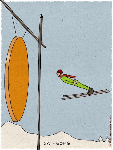 Cartoon: Wintersport (medium) by hollers tagged chi,gong,ski,wintersport,skifliegen,schanze,chi,gong,ski,wintersport,skifliegen,schanze