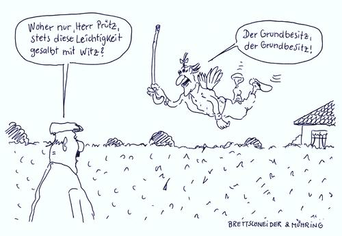 Cartoon: leichtigkeit (medium) by brettschneider und möhring tagged grundbesitz,leichtigkeit,nachbarn,cartoon,karikatur,brettschneider,und,möhring