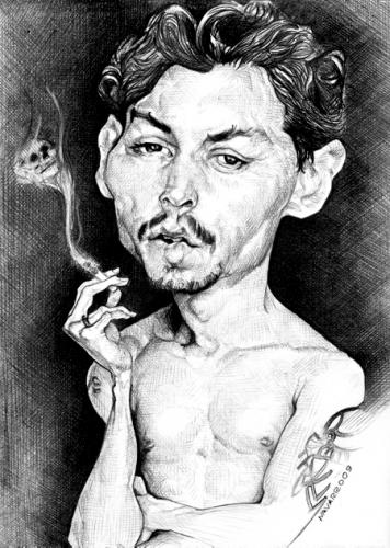 Cartoon: johny depp (medium) by salnavarro tagged caricature,pencil,hollywood,icon,johny,depp