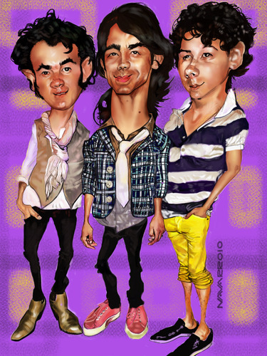 Cartoon: Jonas Brothers (medium) by salnavarro tagged finger,painted,ipad,jonas,caricature