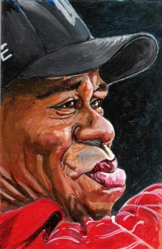Cartoon: Tiger Woods (medium) by salnavarro tagged caricature,painting,acrylic,golf,tiger,woods