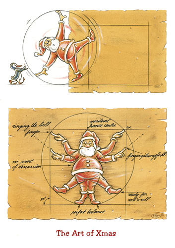 Cartoon: The Art of Xmas (medium) by Stan Groenland tagged xmas,christmas,cartoon,santa,humour,happy,holidays,winter,wonderland