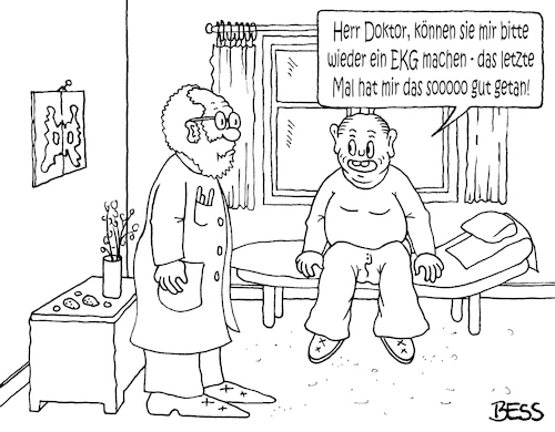 Cartoon: ärztliche Kunst (medium) by besscartoon tagged arzt,doktor,patient,medizin,ekg,wohlbefinden,bess,besscartoon