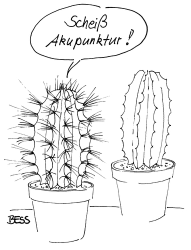 Cartoon: Akupunktur (medium) by besscartoon tagged akupunktur,nadeln,stachel,medizin,doktor,arzt,kaktus,kakteen,blumentopf,bess,besscartoon,alternativ