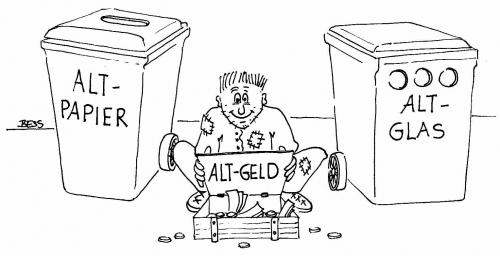 Cartoon: Alt- Geld (medium) by besscartoon tagged altglas,altpapier,altgeld,armut,mann,besscartoon,bess