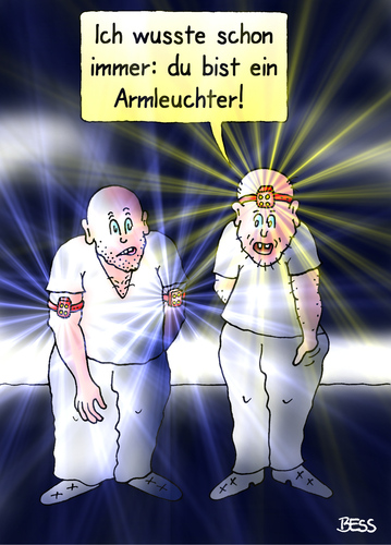 Cartoon: Armleuchter (medium) by besscartoon tagged mann,männer,armleuchter,stirnlampe,bess,besscartoon