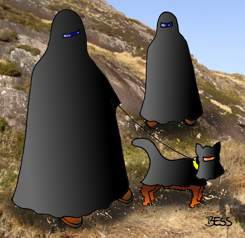 Cartoon: Auf den Hund gekommen (medium) by besscartoon tagged besscartoon,bess,verschleiert,hund,burka,islam