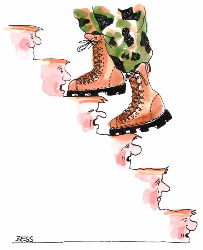 Cartoon: Erfolgsleiter (medium) by besscartoon tagged gewalt,ungerechtigkeit,mann,soldat,krieg,rechtsradikal,armee,bess,besscartoon