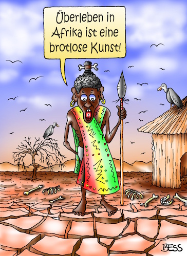 Cartoon: brotlose Kunst (medium) by besscartoon tagged afrika,hunger,armut,wassermangel,g20,brotlose,kunst,überleben,hungersnot,ernährung,unterernährung,arm,reich,politik,bess,besscartoon