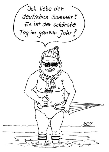 Cartoon: Deutscher Sommer (medium) by besscartoon tagged mann,sommer,wetter,regen,sonne,bess,besscartoon