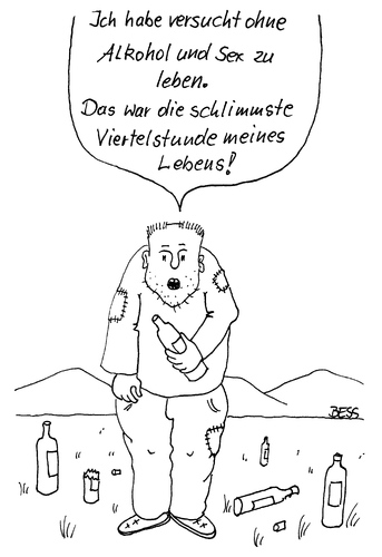 Cartoon: Eine Runde Mitleid (medium) by besscartoon tagged mann,alkohol,trinken,penner,bess,besscartoon