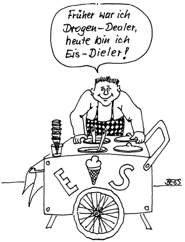 Cartoon: Eis-Dealer (medium) by besscartoon tagged mann,eis,drogen,dealer,bess,besscartoon