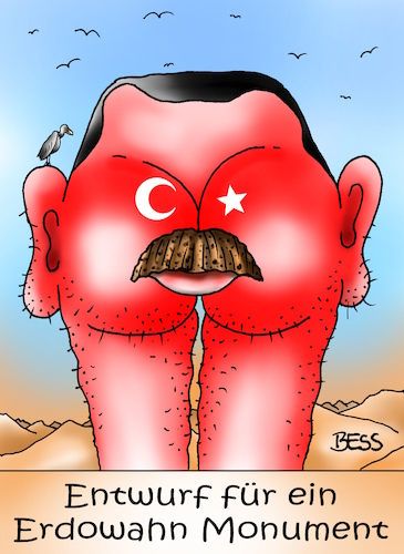 Cartoon: Erdowahn (medium) by besscartoon tagged tourismus,buchen,urmonument,erdowahn,recep,tayyip,erdogan,verhaftungen,terrorismusverdacht,politik,diktatur,türkei,bess,besscartoon