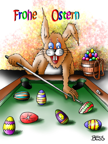 Cartoon: Frohe Ostern (medium) by besscartoon tagged ostern,religion,christentum,fest,auferstehung,hase,ostereier,billard,bess,besscartoon