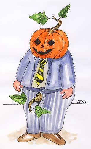 Cartoon: Halloween (medium) by besscartoon tagged halloween,mann,kürbis,horror,bess,besscartoon