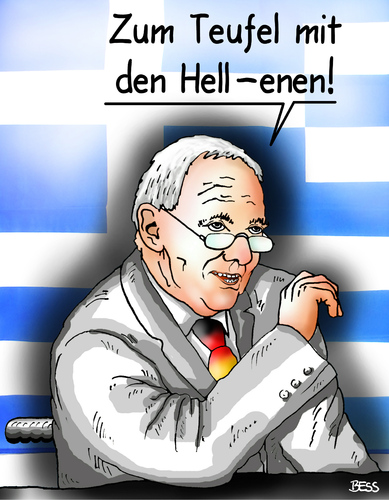 Cartoon: Hell-enen (medium) by besscartoon tagged besscartoon,bess,rettungsschirm,schuldenschnitt,euro,europa,eu,syriza,tsipras,alexis,griechenland,schäuble,teufel,hellenen,hell,hölle