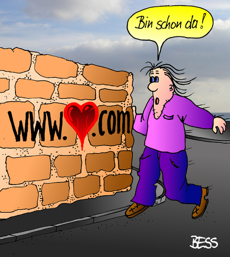 Cartoon: Immer zur Stelle (medium) by besscartoon tagged besscartoon,bess,www,herz,paar,beziehung,liebe,website,internet