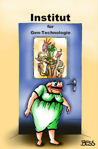 Cartoon: Institut für Gen-Technologie (medium) by besscartoon tagged institut,medizin,gene,gentechnologie,manipulation,wissenschaft,monster,zukunft,visionen,bess,besscartoon