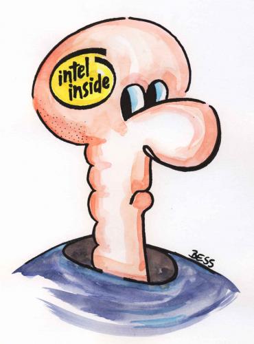 Cartoon: intel inside (medium) by besscartoon tagged technik,mann,intel,computer,bess,besscartoon